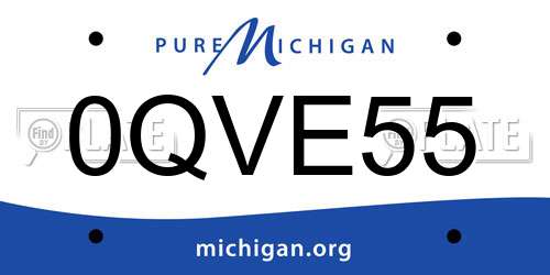 0QVE55 Michigan License Plate