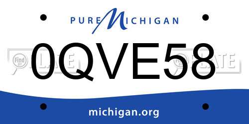 0QVE58 Michigan License Plate