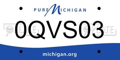 0QVS03 Michigan License Plate