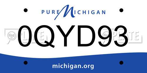 0QYD93 Michigan License Plate