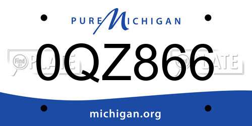 0QZ866 Michigan License Plate