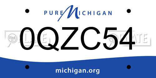 0QZC54 Michigan License Plate