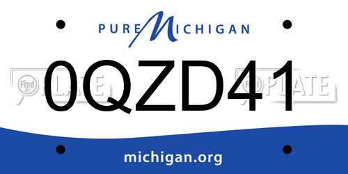 0QZD41 Michigan License Plate
