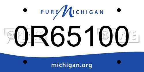 0R65100 Michigan License Plate