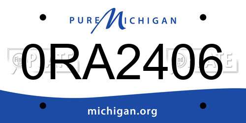 0RA2406 Michigan License Plate