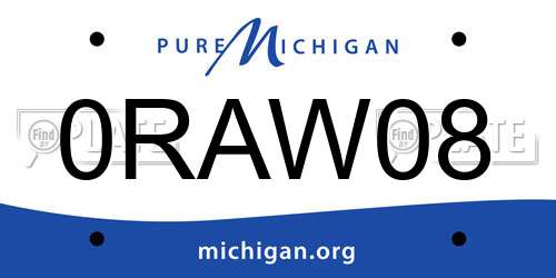 0RAW08 Michigan License Plate