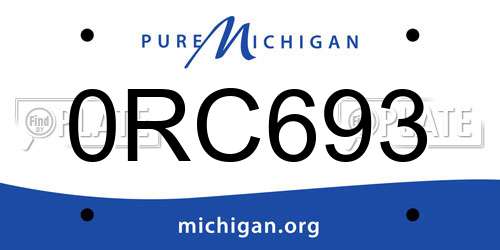 0RC693 Michigan License Plate