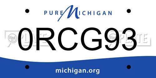 0RCG93 Michigan License Plate