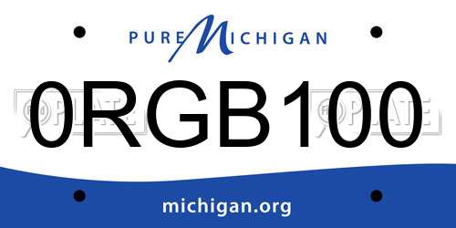 0RGB100 Michigan License Plate