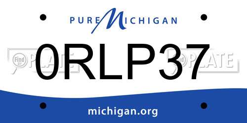 0RLP37 Michigan License Plate