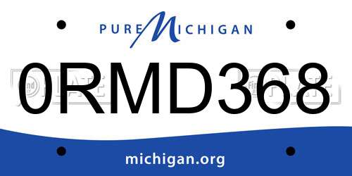 0RMD368 Michigan License Plate