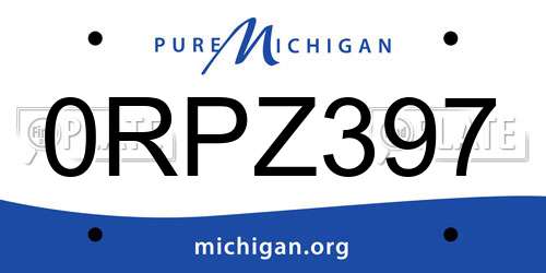 0RPZ397 Michigan License Plate