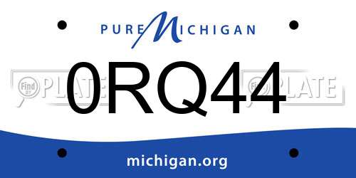 0RQ44 Michigan License Plate