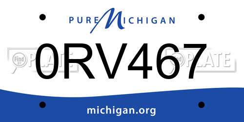 0RV467 Michigan License Plate