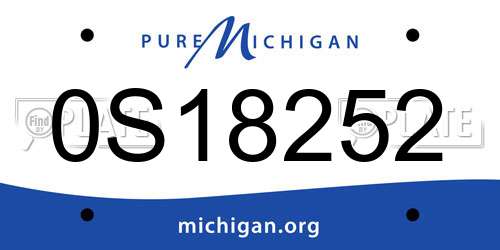 0S18252 Michigan License Plate