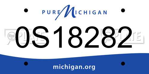 0S18282 Michigan License Plate