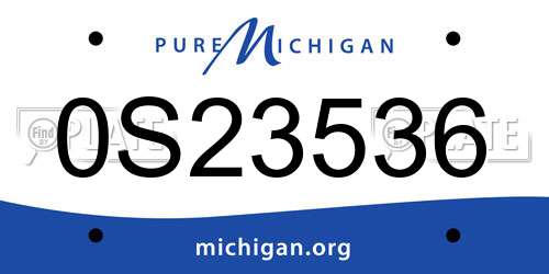 0S23536 Michigan License Plate