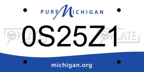 0S25Z1 Michigan License Plate