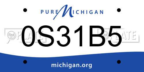 0S31B5 Michigan License Plate