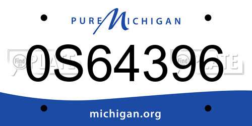 0S64396 Michigan License Plate
