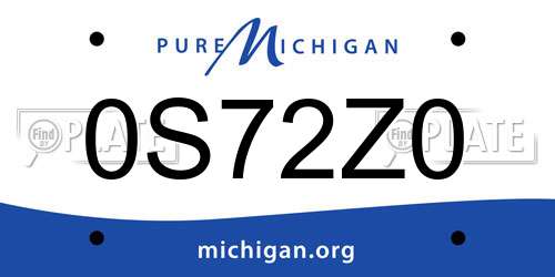 0S72Z0 Michigan License Plate
