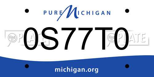 0S77T0 Michigan License Plate