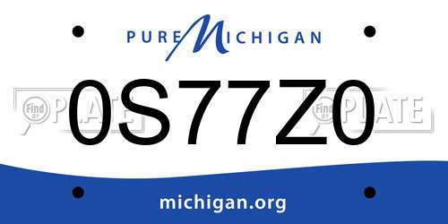 0S77Z0 Michigan License Plate