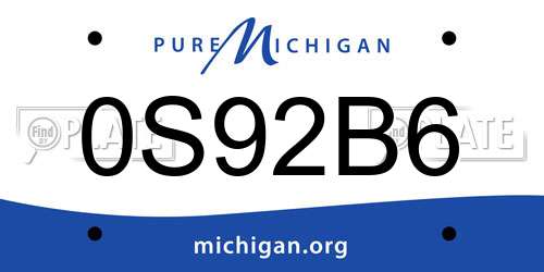 0S92B6 Michigan License Plate