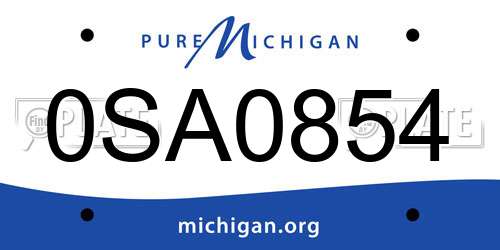 0SA0854 Michigan License Plate