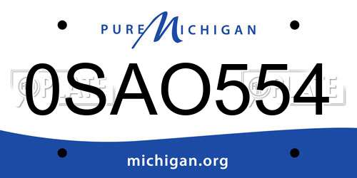 0SAO554 Michigan License Plate