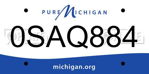 0SAQ884 Michigan License Plate