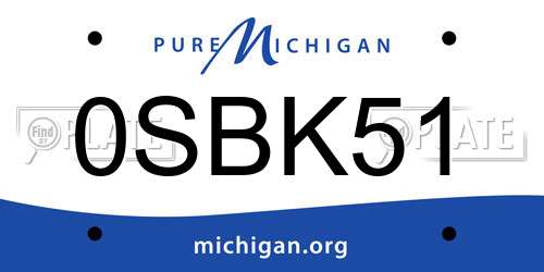 0SBK51 Michigan License Plate