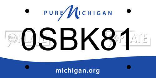 0SBK81 Michigan License Plate