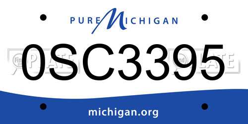 0SC3395 Michigan License Plate