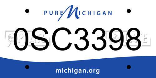 0SC3398 Michigan License Plate
