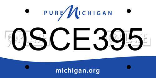 0SCE395 Michigan License Plate
