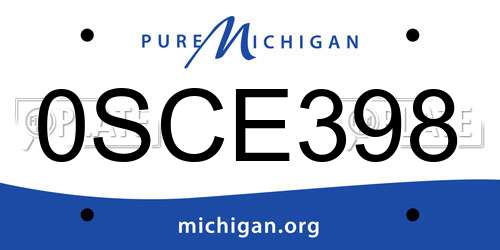 0SCE398 Michigan License Plate
