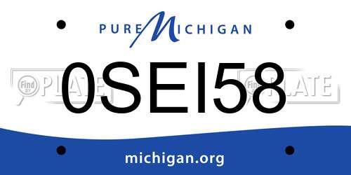 0SEI58 Michigan License Plate