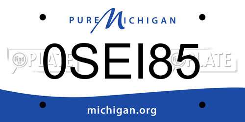 0SEI85 Michigan License Plate