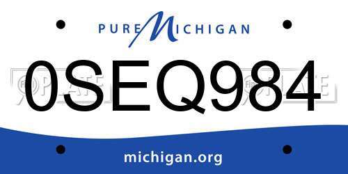 0SEQ984 Michigan License Plate