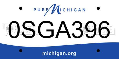 0SGA396 Michigan License Plate