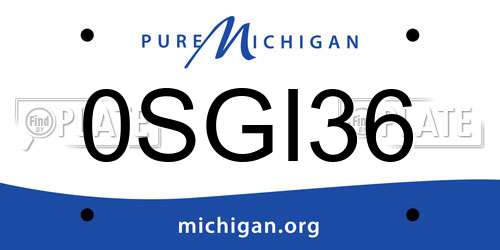 0SGI36 Michigan License Plate