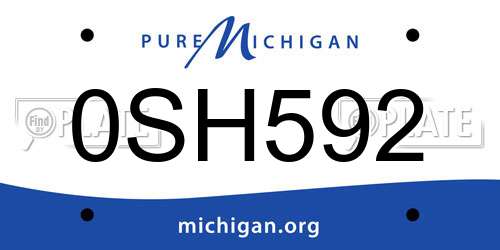 0SH592 Michigan License Plate