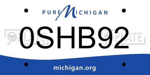 0SHB92 Michigan License Plate