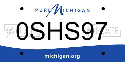 0SHS97 Michigan License Plate
