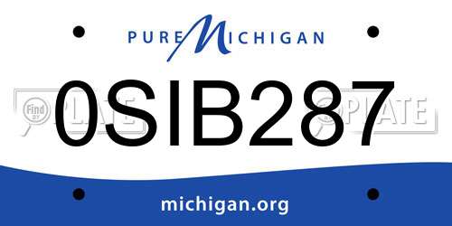 0SIB287 Michigan License Plate