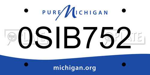 0SIB752 Michigan License Plate