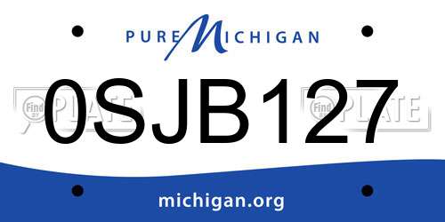 0SJB127 Michigan License Plate
