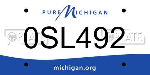 0SL492 Michigan License Plate