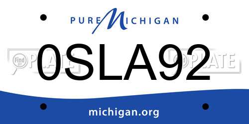 0SLA92 Michigan License Plate